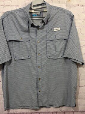 Columbia Men's Navy Gingham Button-Down Shirt